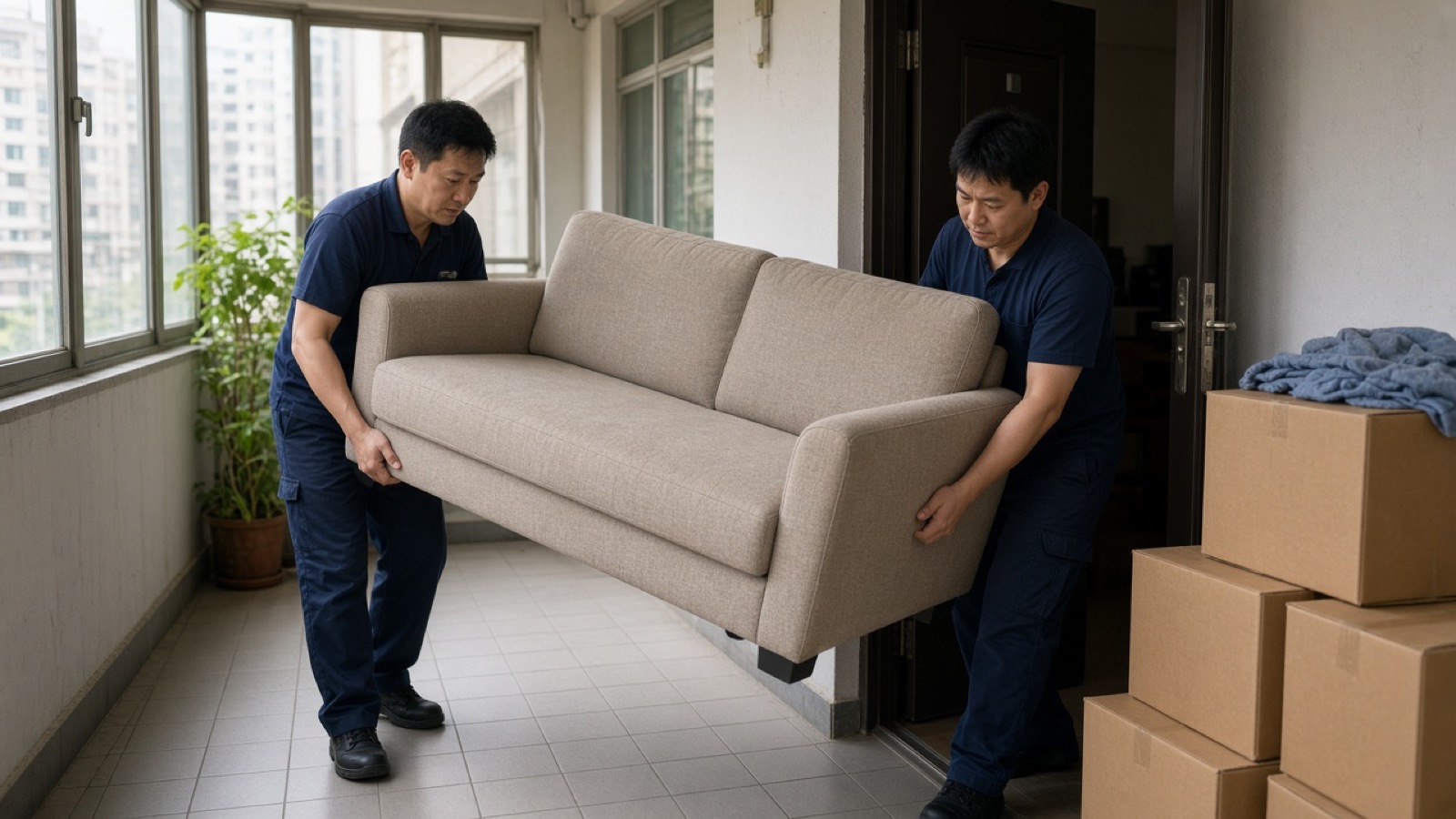 香港搬屋 — 師傅小心搬運梳化